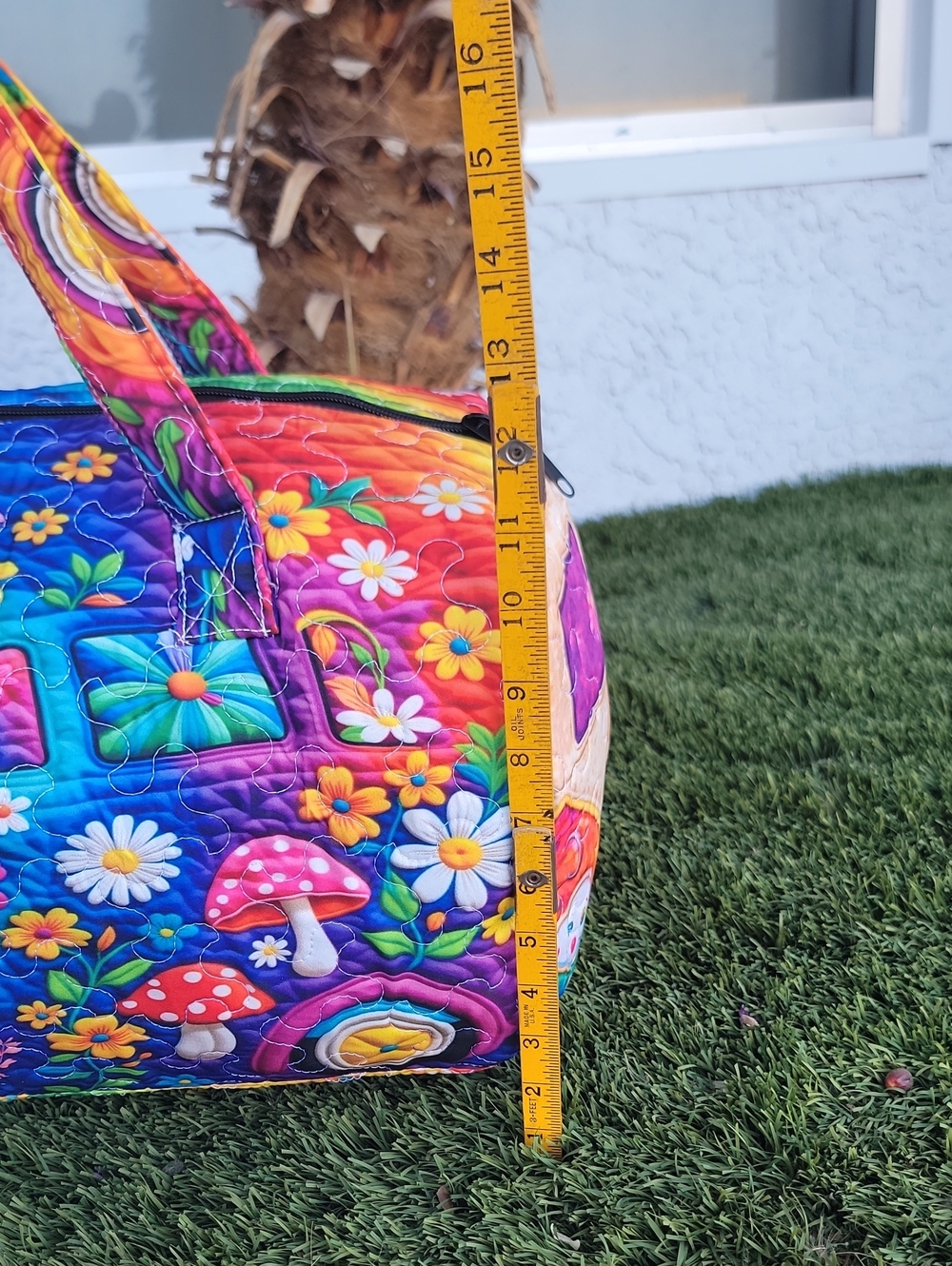 Hippie Rainbow Van Quilted Duffle Bag - Picture 11 of 11